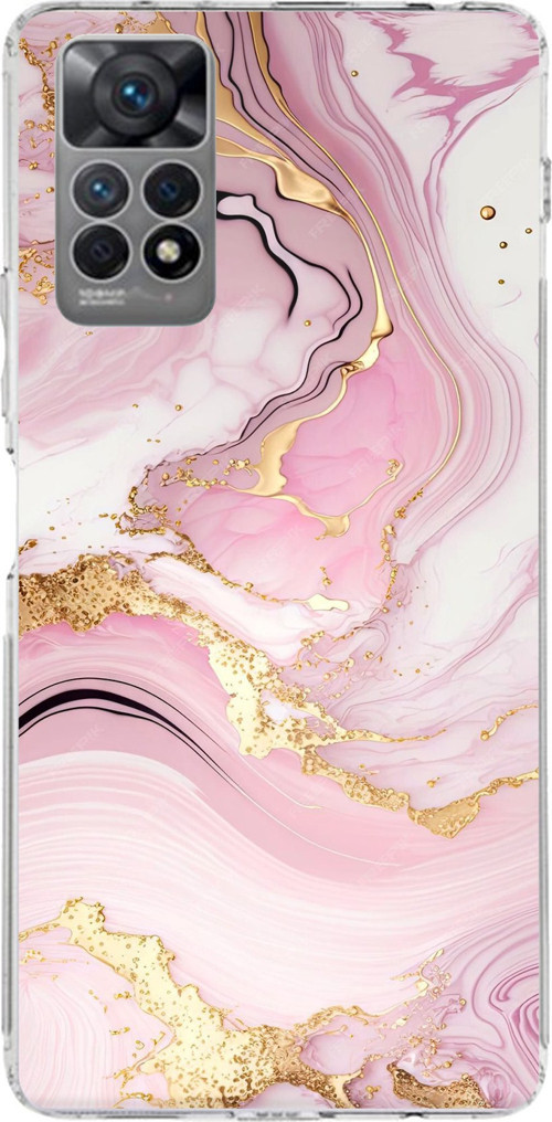 Redmi Note 11 PRO 4G Uyumlu Pembe Mermer Baskılı Silikon Kılıf