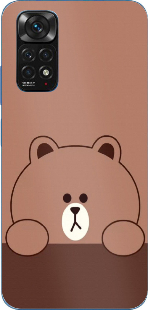 Redmi Note 11-11S Uyumlu Kahverengi Ayı Tasarımlı Baskılı Silikon Kılıf
