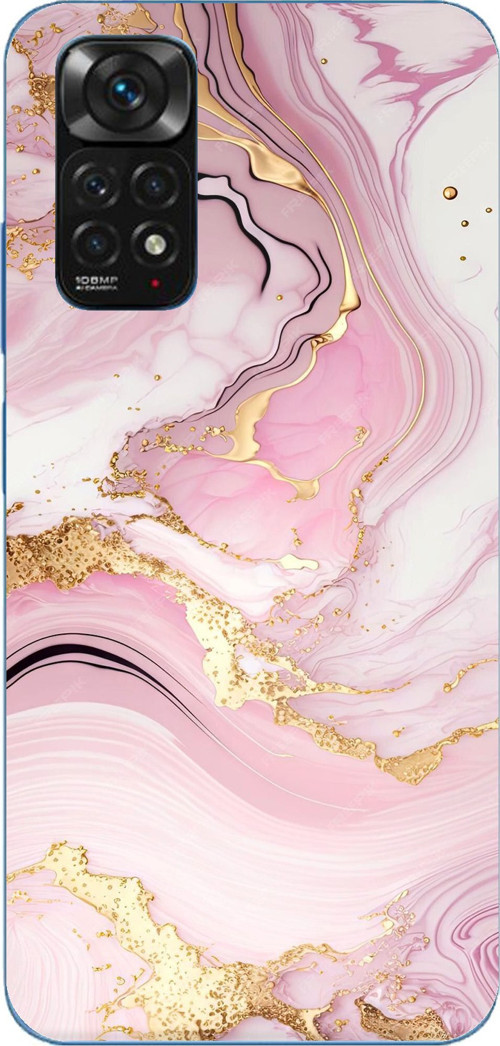 Redmi Note 11-11S Uyumlu Pembe Mermer Baskılı Silikon Kılıf