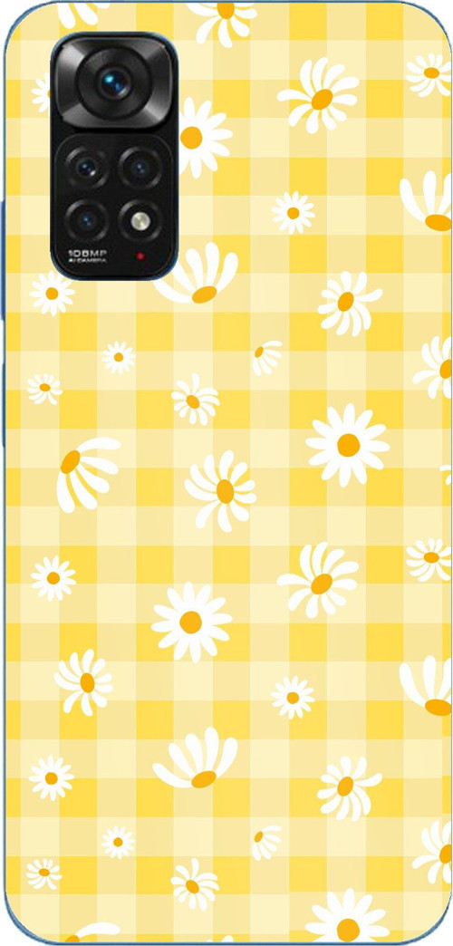 Redmi Note 11-11S Uyumlu Sarı Papatya Bahçesi Baskılı Silikon Kılıf