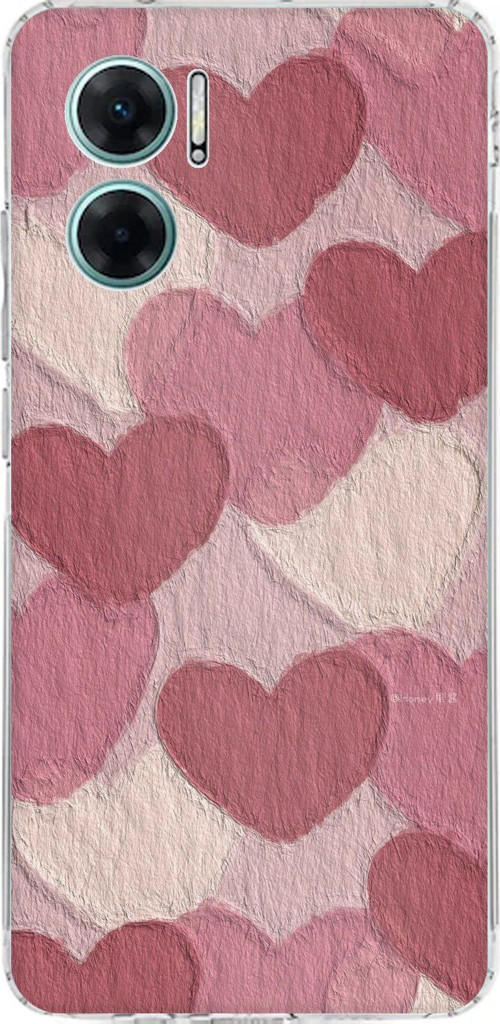 Redmi Note 11E Uyumlu Pastel Gül Kurusu ve Pembe Kalpli Baskılı Silikon Kılıf