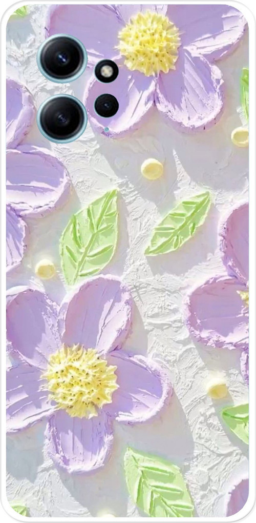 Redmi Note 12 4G Uyumlu Mor Papatyalar Sulu Boya Baskılı Silikon Kılıf
