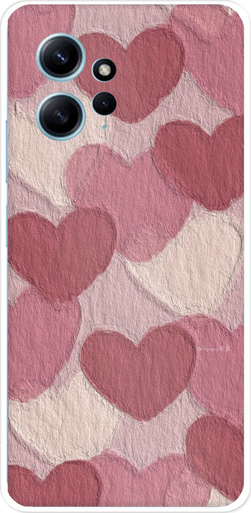 Redmi Note 12 4G Uyumlu Pastel Gül Kurusu ve Pembe Kalpli Baskılı Silikon Kılıf