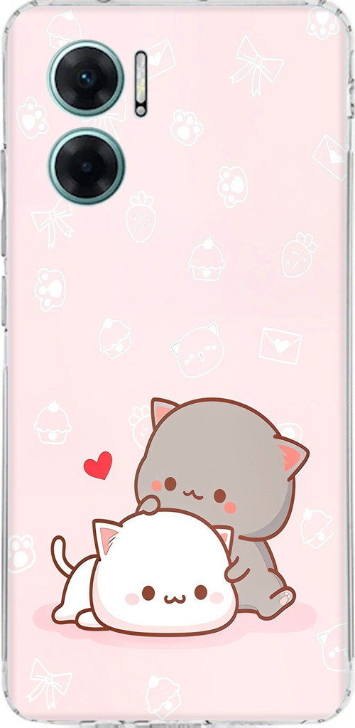 Redmi Note 11E Uyumlu Sevimli ve Remontik Kediler Baskılı Silikon Kılıf