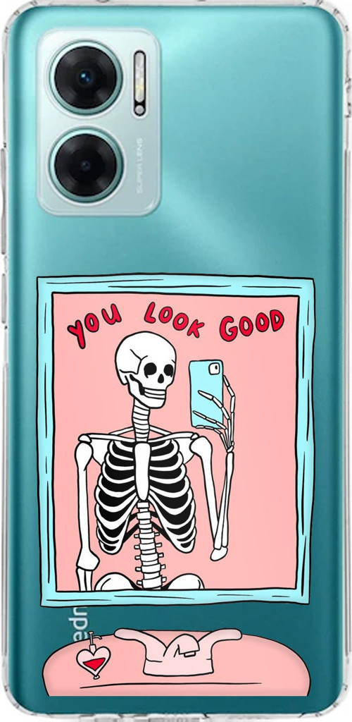 Redmi Note 11E Uyumlu You Look Good İskelet Tasarımlı Baskılı Silikon Kılıf