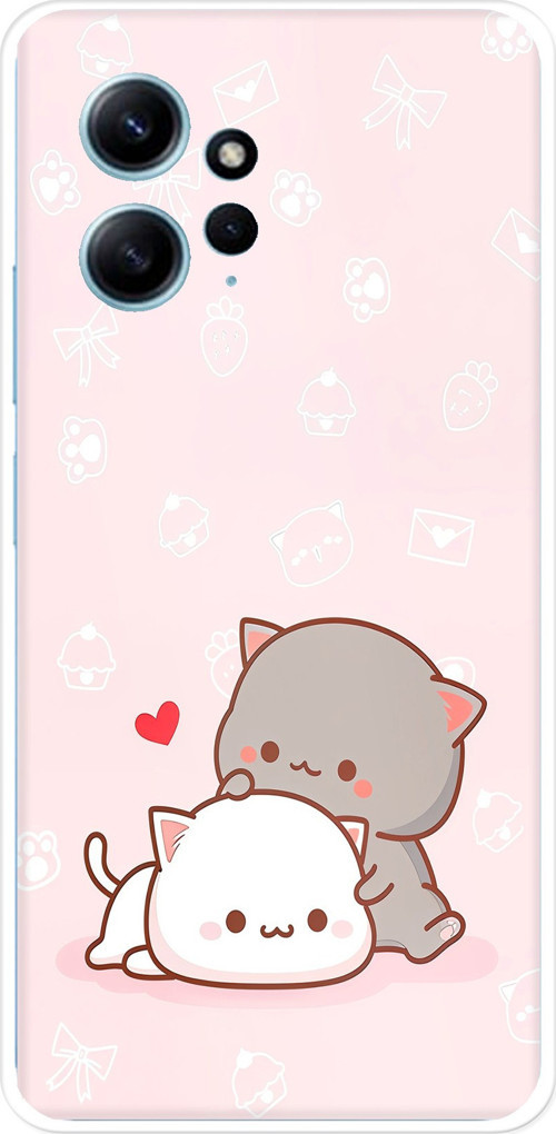 Redmi Note 12 4G Uyumlu Sevimli ve Remontik Kediler Baskılı Silikon Kılıf