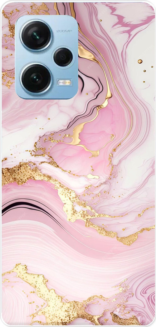 Redmi Note 12 PRO 5G Uyumlu Pembe Mermer Baskılı Silikon Kılıf