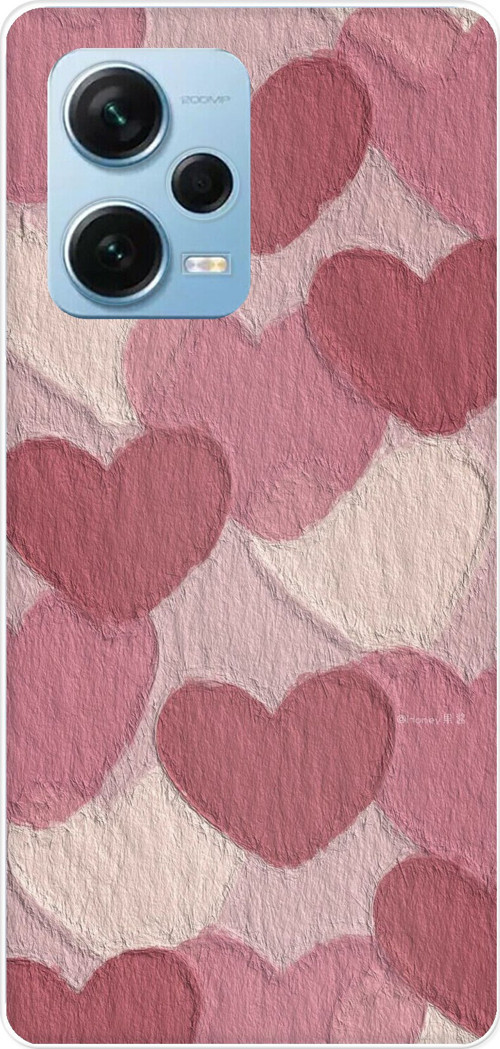 Redmi Note 12 PRO 5G Uyumlu Pastel Gül Kurusu ve Pembe Kalpli Baskılı Silikon Kılıf