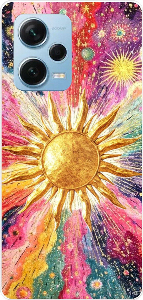 Redmi Note 12 PRO 5G Uyumlu Psikedelik Galaksi ve Güneş Desenli Baskılı Silikon Kılıf