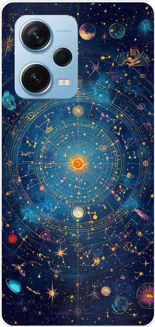 Redmi Note 12 PRO 5G Uyumlu Yıldız Atlası Kozmik Rehber Baskılı Silikon Kılıf