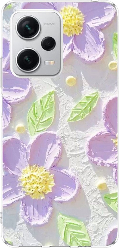 Redmi Note 12 PRO PLUS Uyumlu Mor Papatyalar Sulu Boya Baskılı Silikon Kılıf