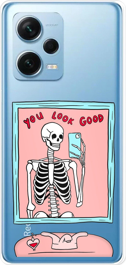 Redmi Note 12 PRO 5G Uyumlu You Look Good İskelet Tasarımlı Baskılı Silikon Kılıf