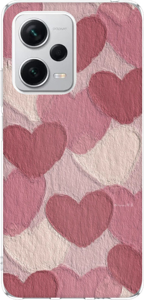 Redmi Note 12 PRO PLUS Uyumlu Pastel Gül Kurusu ve Pembe Kalpli Baskılı Silikon Kılıf
