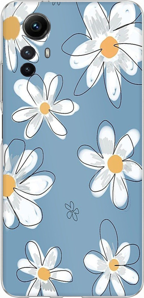 Redmi Note 12S Uyumlu Mavi Papatya Bahçesi Baskılı Silikon Kılıf