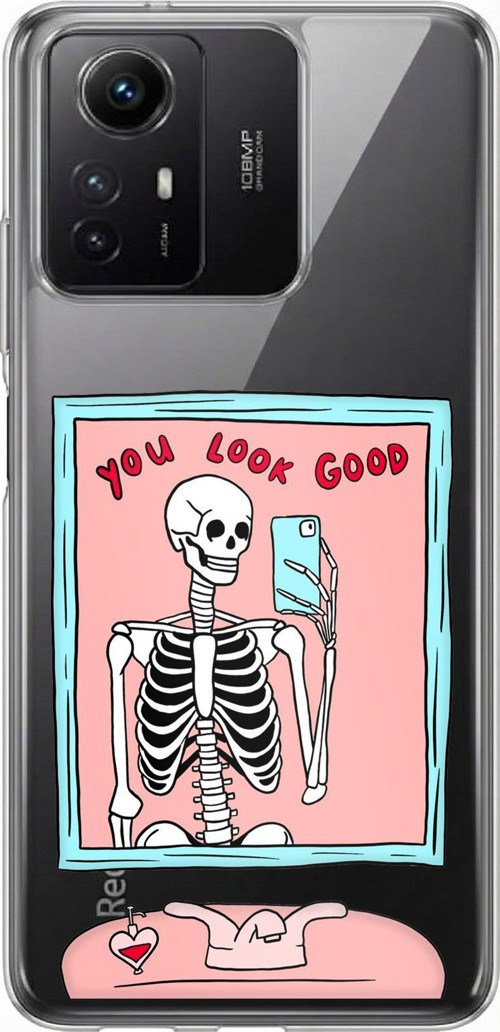 Redmi Note 12S Uyumlu You Look Good İskelet Tasarımlı Baskılı Silikon Kılıf