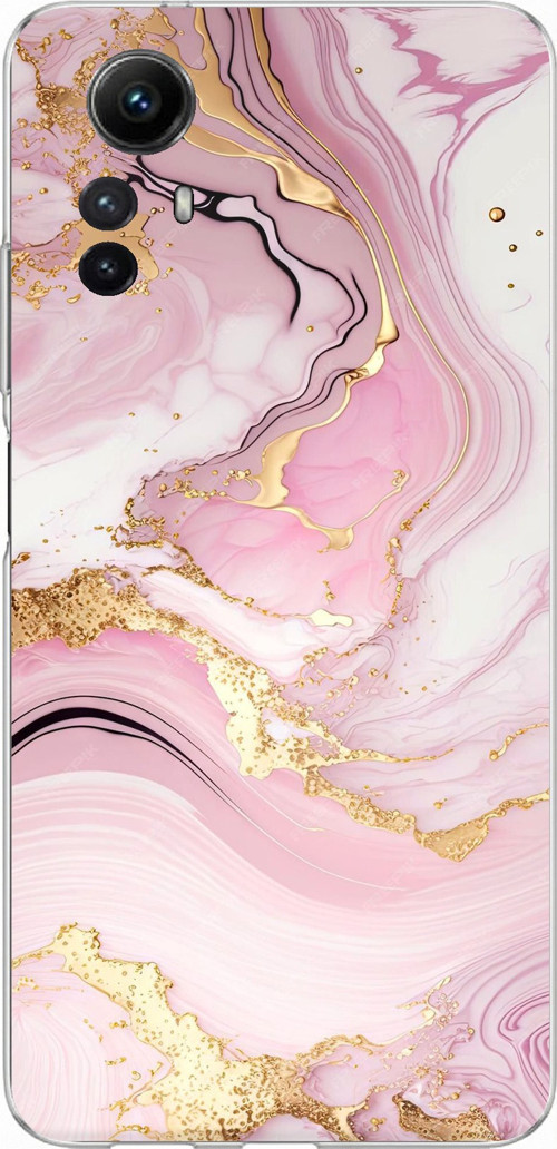 Redmi Note 12S Uyumlu Pembe Mermer Baskılı Silikon Kılıf
