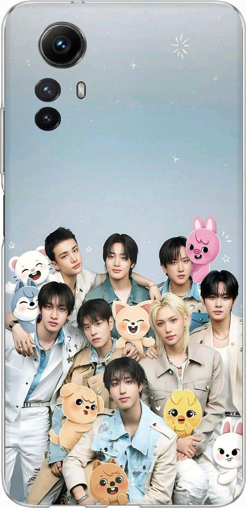 Redmi Note 12S Uyumlu Tray Kids K-Pop Grubu ve SKZOO Temalı Baskılı Silikon Kılıf