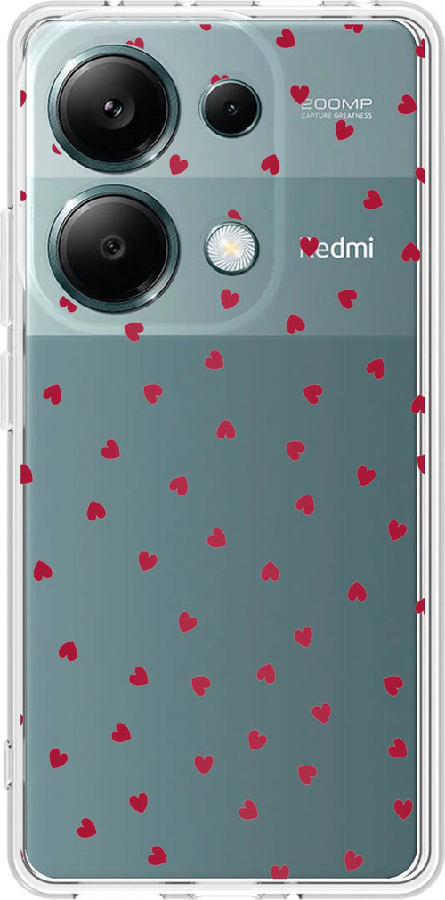 Redmi Note 13 PRO 4G Uyumlu Kırmızı Kalpler Tasarımlı Baskılı Silikon Kılıf