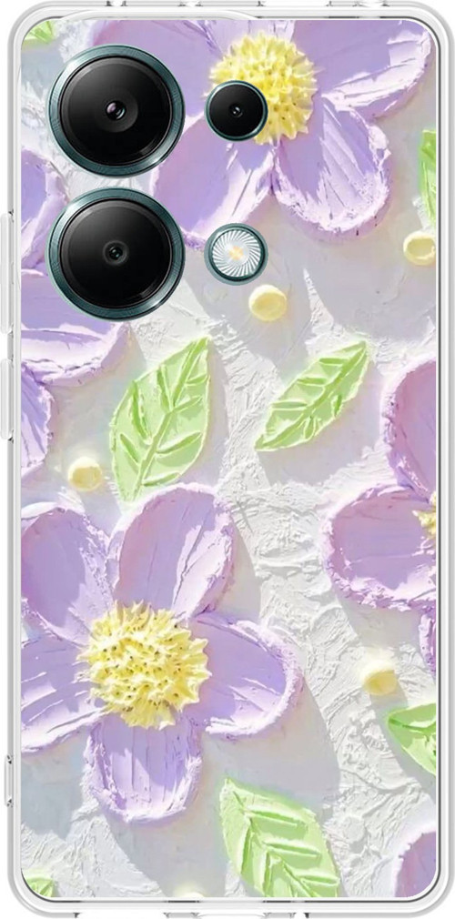 Redmi Note 13 PRO 4G Uyumlu Mor Papatyalar Sulu Boya Baskılı Silikon Kılıf