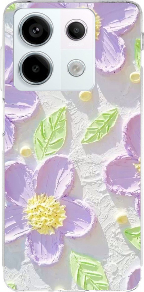 Redmi Note 13 PRO 5G Uyumlu Mor Papatyalar Sulu Boya Baskılı Silikon Kılıf