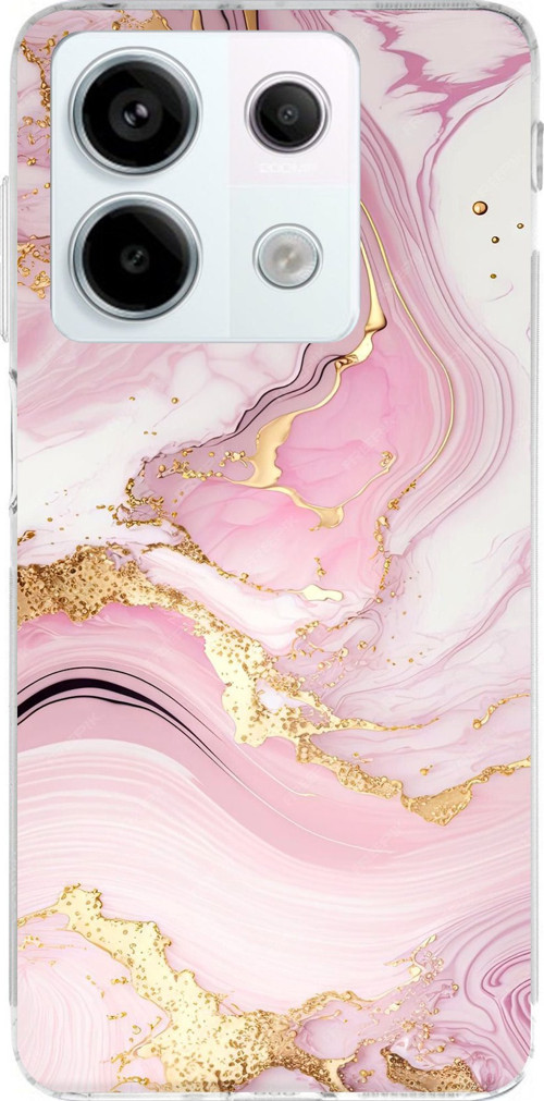 Redmi Note 13 PRO 5G Uyumlu Pembe Mermer Baskılı Silikon Kılıf