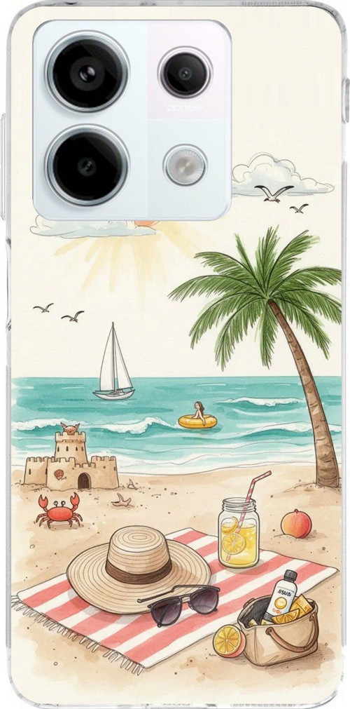 Redmi Note 13 PRO 5G Uyumlu Sulu Boya Sahil ve Deniz Manzaralı Baskılı Silikon Kılıf