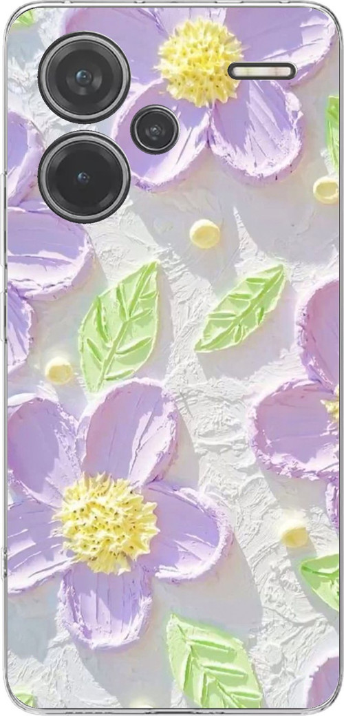 Redmi Note 13 PRO PLUS Uyumlu Mor Papatyalar Sulu Boya Baskılı Silikon Kılıf