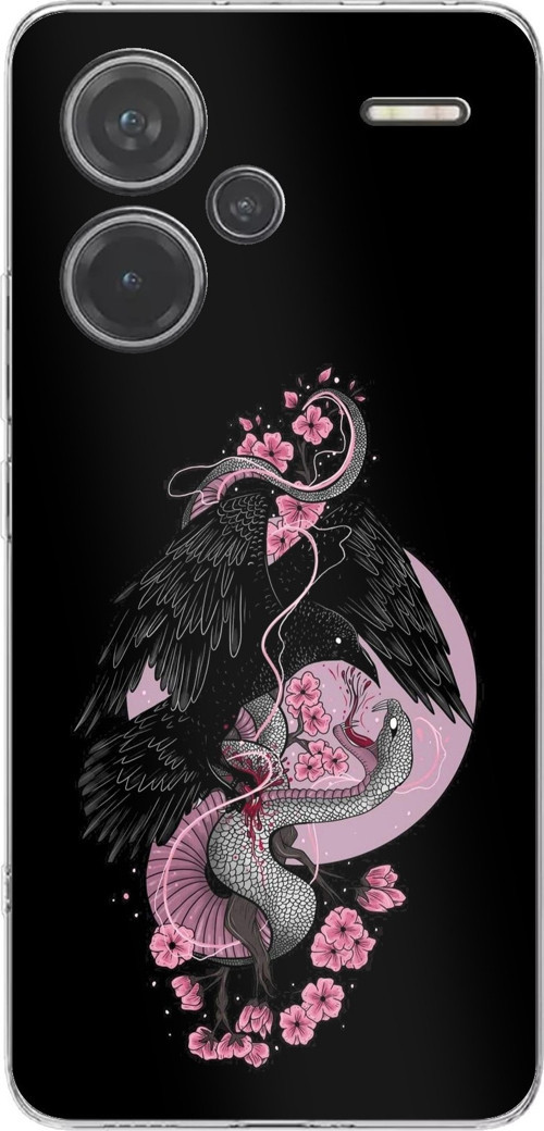 Redmi Note 13 PRO PLUS Uyumlu Pembe Siyah Yılan Baskılı Silikon Kılıf
