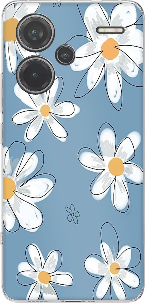Redmi Note 13 PRO PLUS Uyumlu Mavi Papatya Bahçesi Baskılı Silikon Kılıf