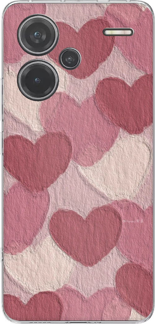 Redmi Note 13 PRO PLUS Uyumlu Pastel Gül Kurusu ve Pembe Kalpli Baskılı Silikon Kılıf