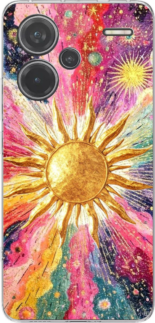 Redmi Note 13 PRO PLUS Uyumlu Psikedelik Galaksi ve Güneş Desenli Baskılı Silikon Kılıf
