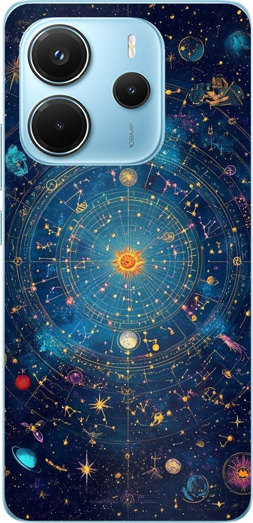 Redmi Note 14 4G Uyumlu Yıldız Atlası Kozmik Rehber Baskılı Silikon Kılıf