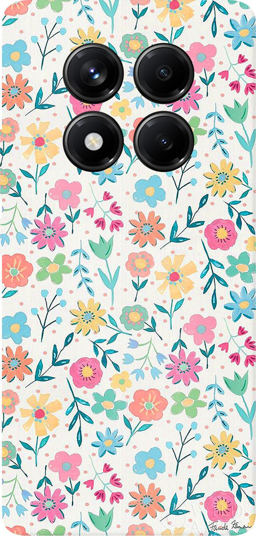 Redmi Note 14 PRO 5G Uyumlu Dekoratif Çiçekler Baskılı Silikon Kılıf
