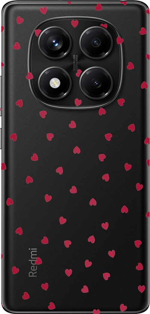 Redmi Note 14 PRO 5G Uyumlu Kırmızı Kalpler Tasarımlı Baskılı Silikon Kılıf