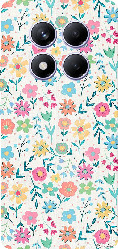 Redmi Note 14 PRO PLUS Uyumlu Dekoratif Çiçekler Baskılı Silikon Kılıf