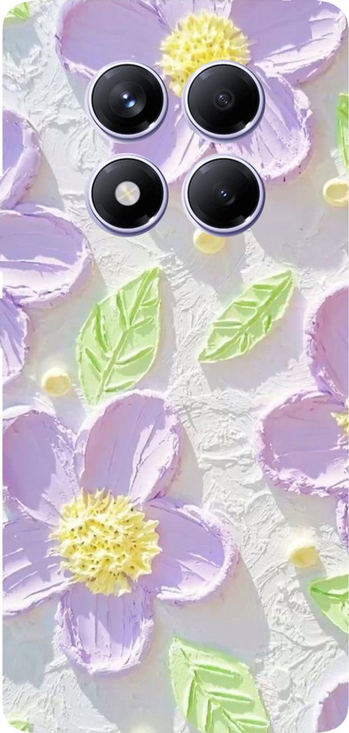 Redmi Note 14 PRO PLUS Uyumlu Mor Papatyalar Sulu Boya Baskılı Silikon Kılıf