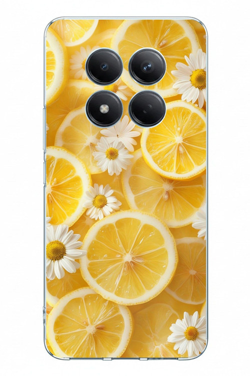 Redmi Note 15 PRO PLUS Uyumlu Limon Dilimleri ve Papatya Desenli Baskılı Silikon Kılıf