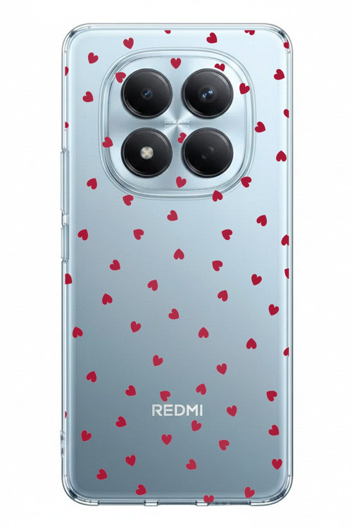 Redmi Note 15 PRO PLUS Uyumlu Kırmızı Kalpler Tasarımlı Baskılı Silikon Kılıf