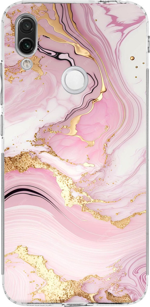 Redmi Note 7-7 PRO Uyumlu Pembe Mermer Baskılı Silikon Kılıf