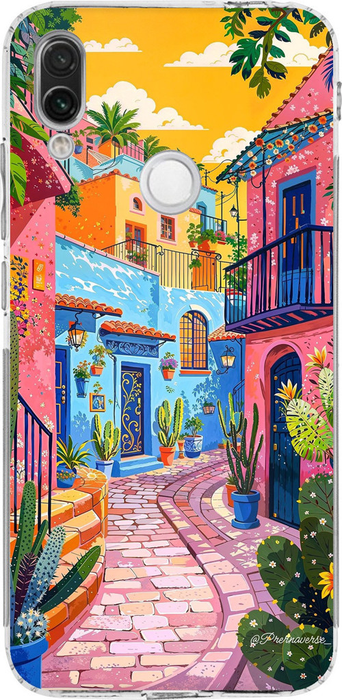 Redmi Note 7-7 PRO Uyumlu Renkli Sanat Sokak Silikon Kılıf Baskılı Silikon Kılıf