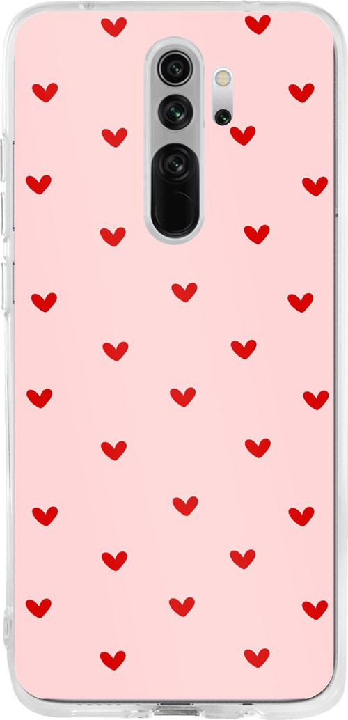 Redmi Note 8 Pro Uyumlu Kırmızı Minik Kalpler Baskılı Silikon Kılıf
