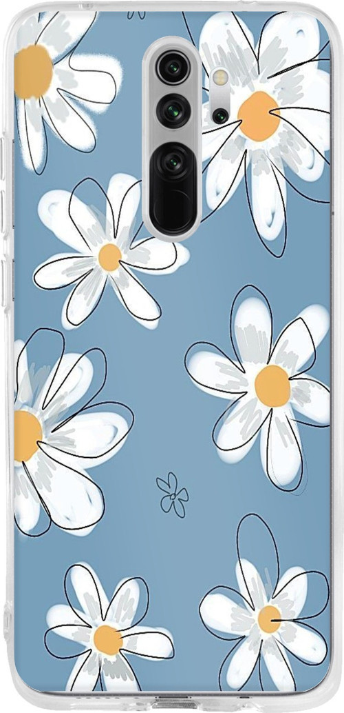 Redmi Note 8 Pro Uyumlu Mavi Papatya Bahçesi Baskılı Silikon Kılıf