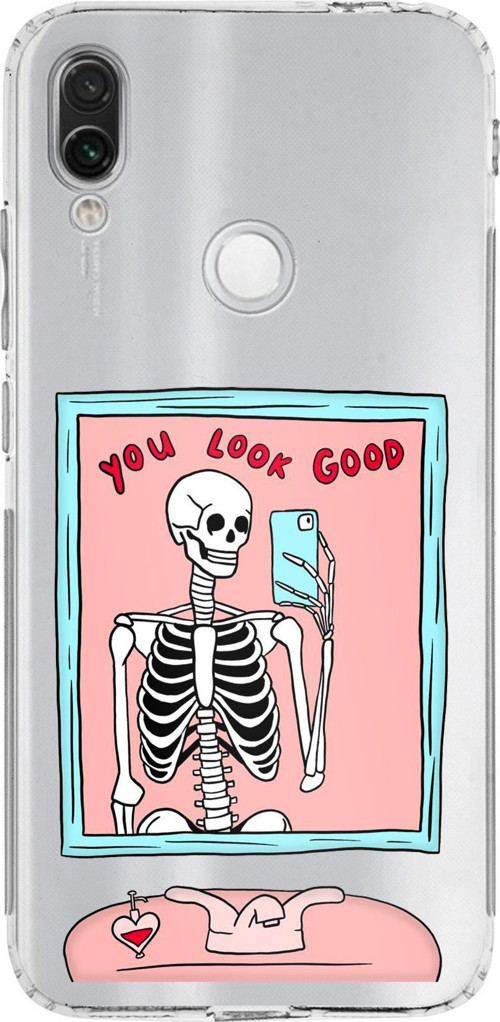 Redmi Note 7-7 PRO Uyumlu You Look Good İskelet Tasarımlı Baskılı Silikon Kılıf