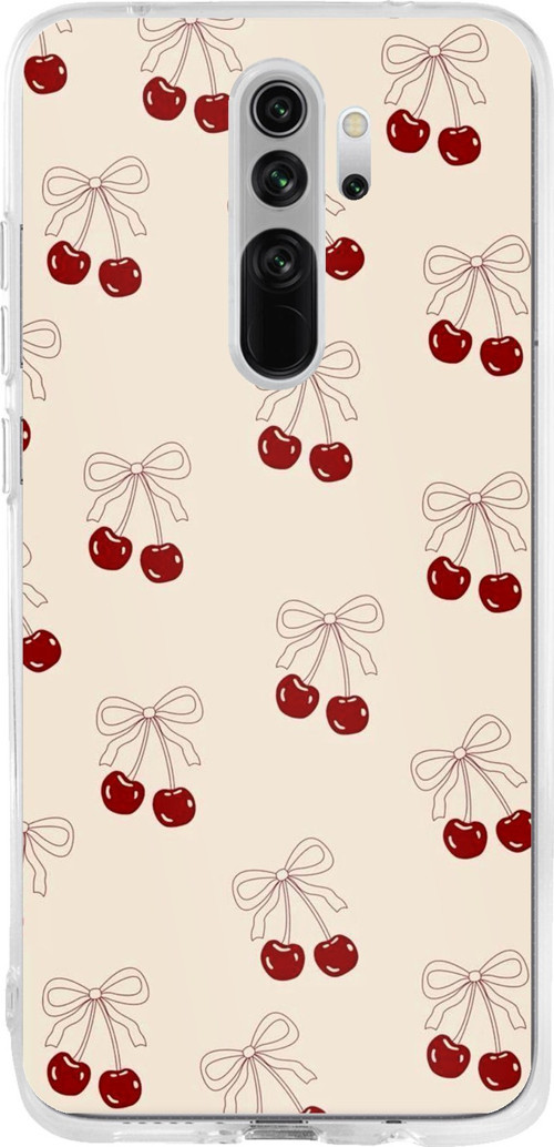 Redmi Note 8 Pro Uyumlu Fiyonklu Kirazlar Baskılı Silikon Kılıf