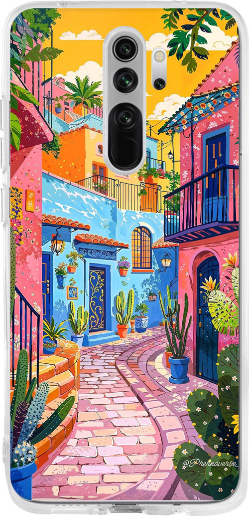 Redmi Note 8 Pro Uyumlu Renkli Sanat Sokak Silikon Kılıf Baskılı Silikon Kılıf