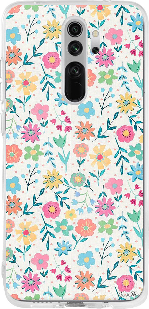 Redmi Note 8 Pro Uyumlu Dekoratif Çiçekler Baskılı Silikon Kılıf