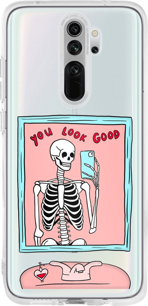 Redmi Note 8 Pro Uyumlu You Look Good İskelet Tasarımlı Baskılı Silikon Kılıf