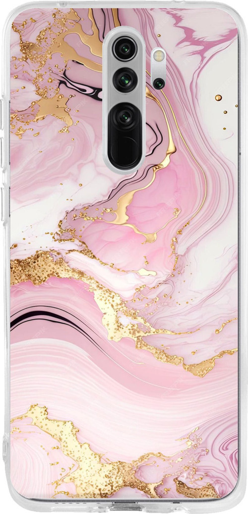 Redmi Note 8 Pro Uyumlu Pembe Mermer Baskılı Silikon Kılıf