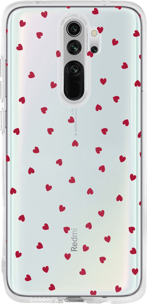 Redmi Note 8 Pro Uyumlu Kırmızı Kalpler Tasarımlı Baskılı Silikon Kılıf