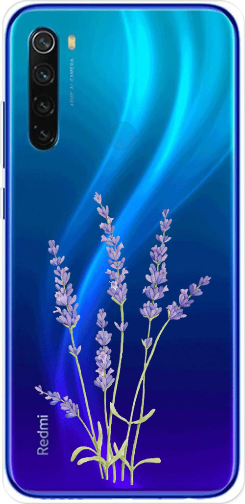 Redmi Note 8 Uyumlu Lavanta Çiçek Tasarımlı Baskılı Silikon Kılıf